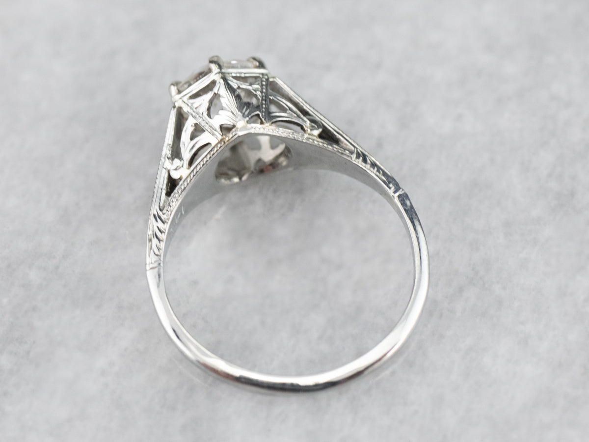 Art Deco GIA Diamond Engagement Ring