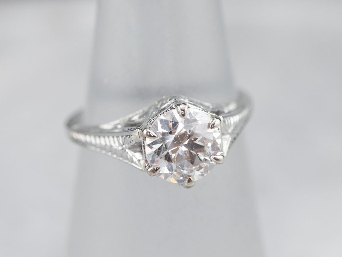 Art Deco GIA Diamond Engagement Ring