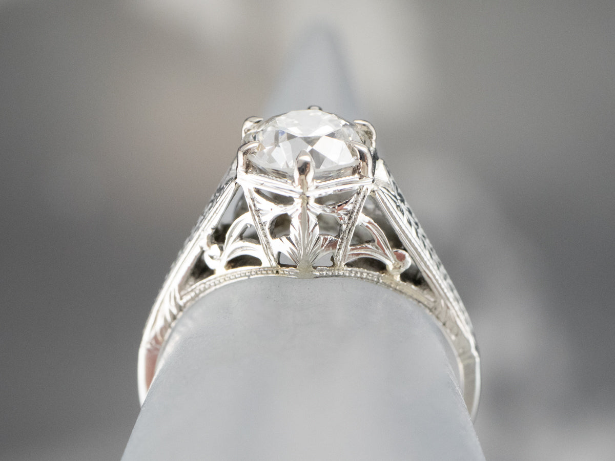 Art Deco GIA Diamond Engagement Ring