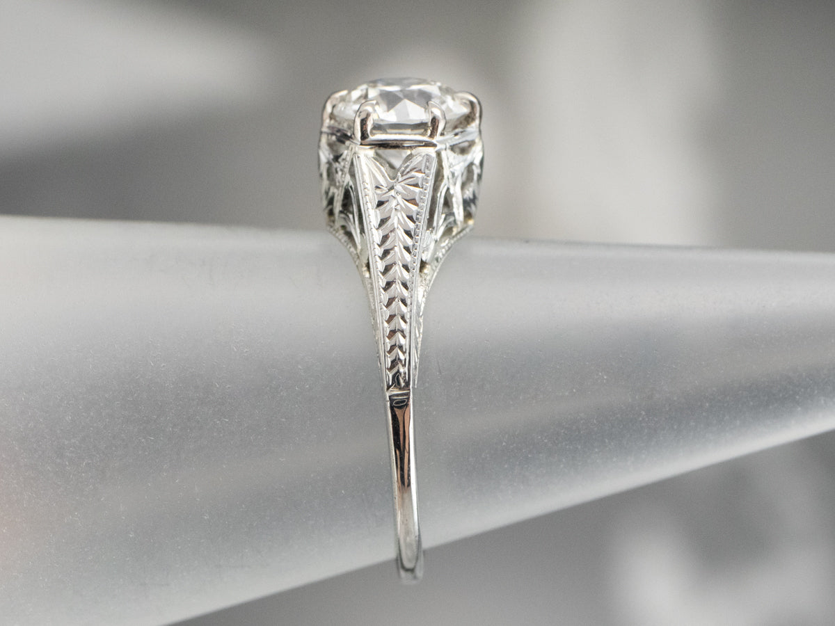 Art Deco GIA Diamond Engagement Ring