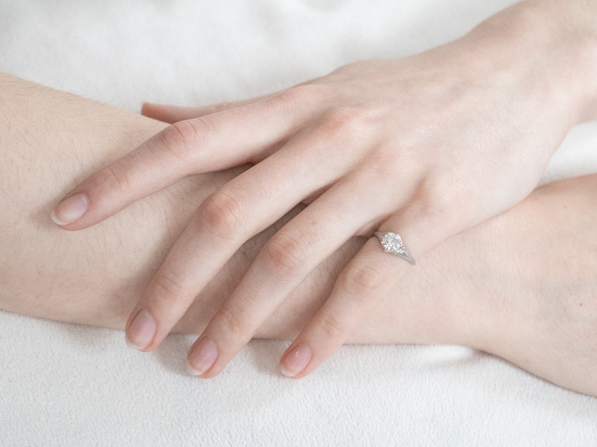 Art Deco GIA Diamond Engagement Ring