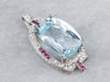 Spectacular Natural Blue Topaz, Diamond and Ruby Pendant from the Art Deco Era