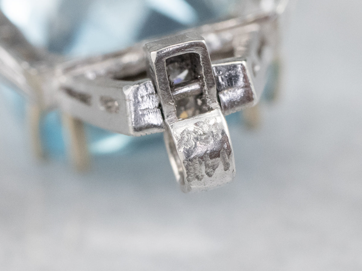 Spectacular Natural Blue Topaz, Diamond and Ruby Pendant from the Art Deco Era