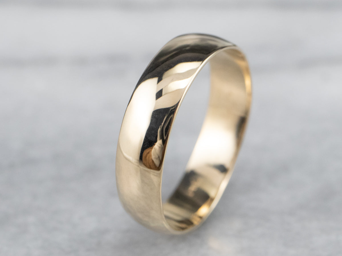 Unisex Plain Yellow Gold Band