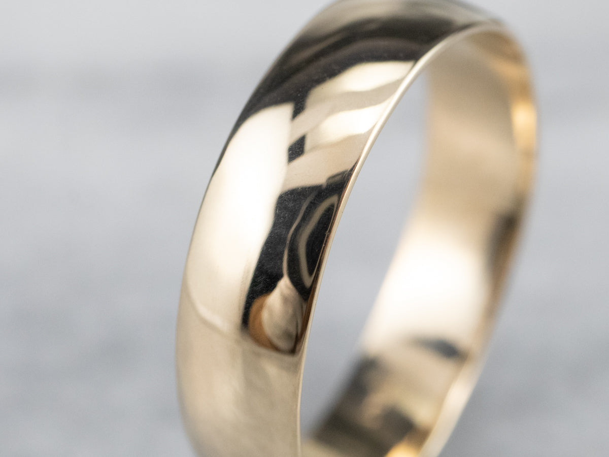 Unisex Plain Yellow Gold Band