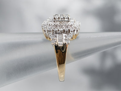Bold Double Halo Diamond Cluster Ring