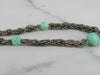 Taupe Colored Antique Beaded Necklace With Green Glass Beads