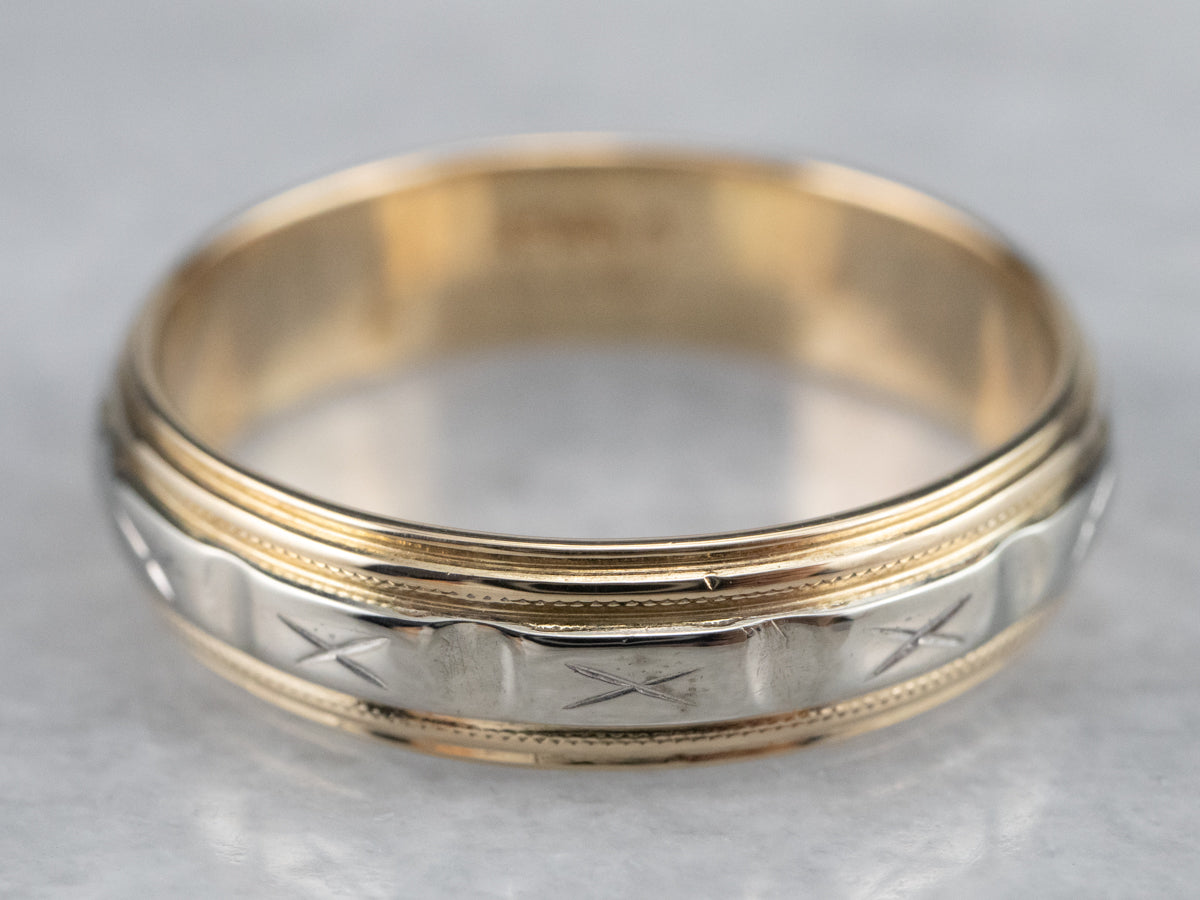 Banda unisex con patrón de X dorado en dos tonos