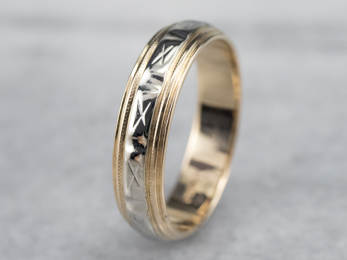 Banda unisex con patrón de X dorado en dos tonos