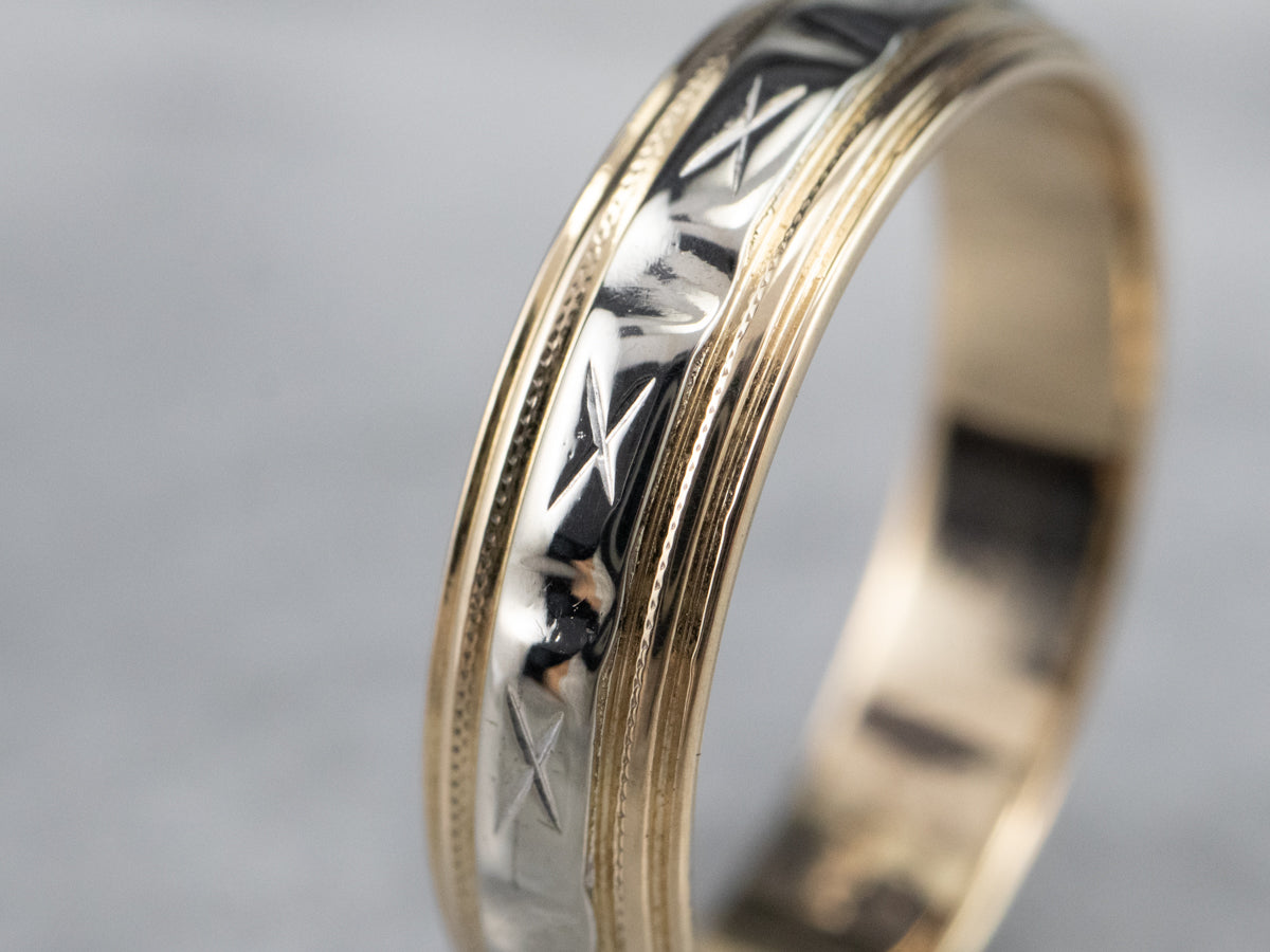 Banda unisex con patrón de X dorado en dos tonos