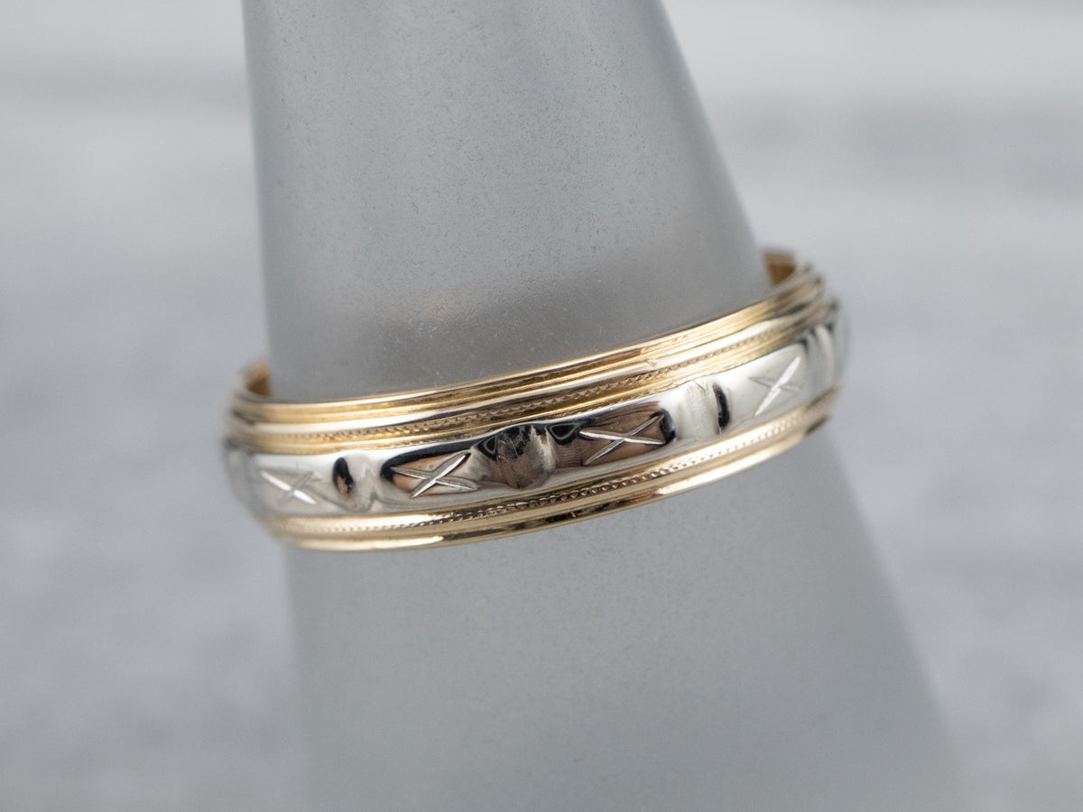 Banda unisex con patrón de X dorado en dos tonos