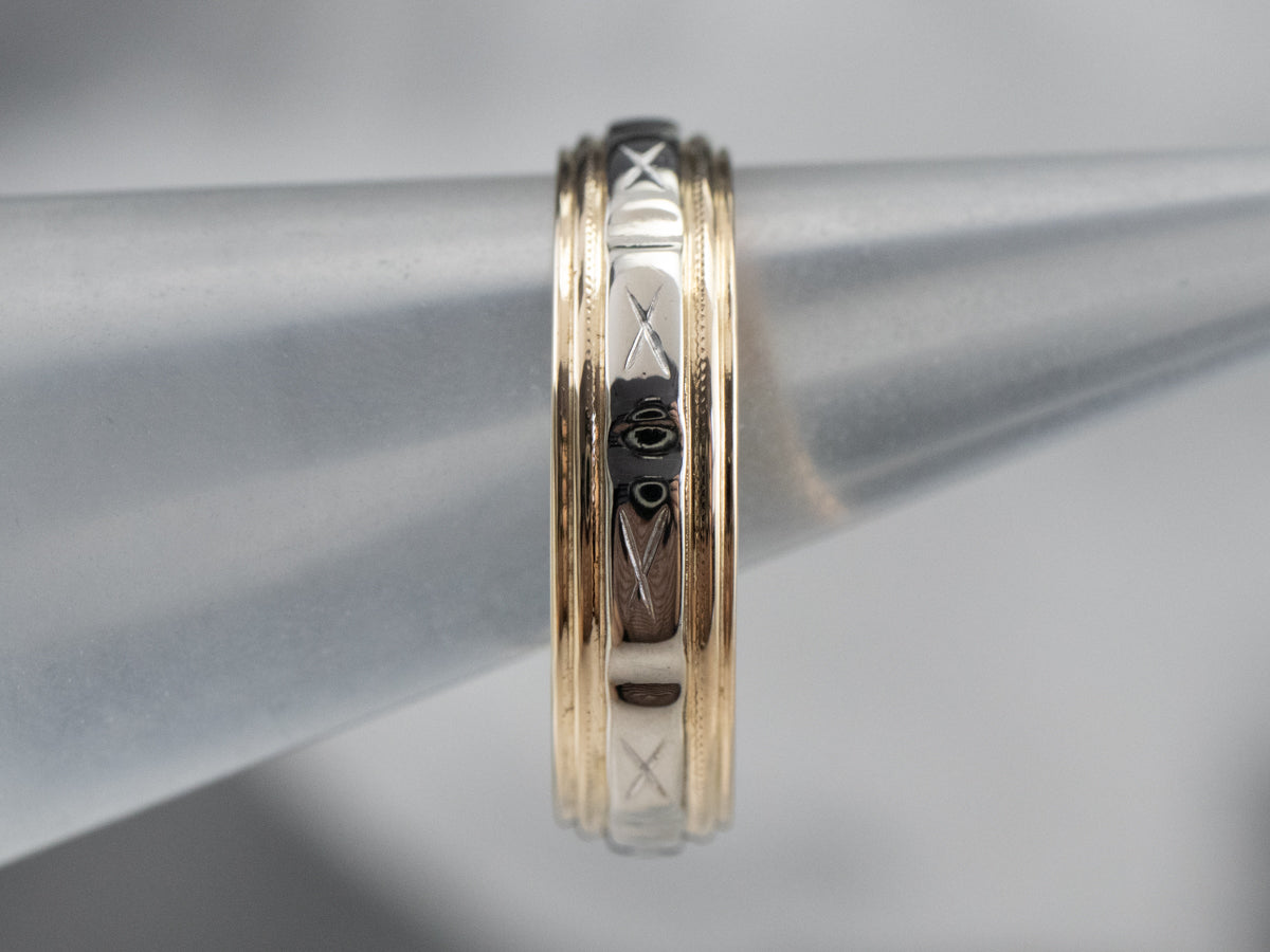 Banda unisex con patrón de X dorado en dos tonos