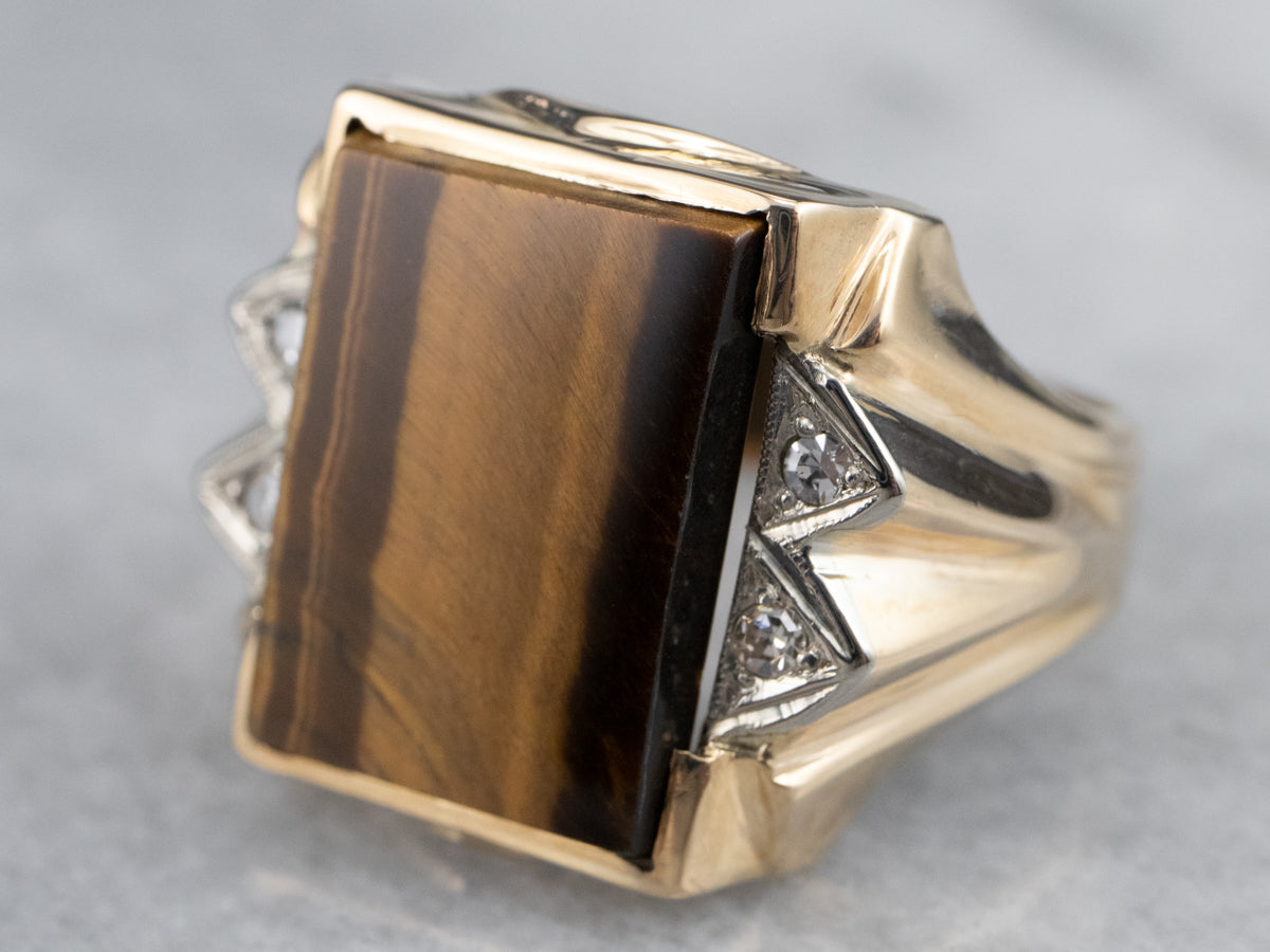 Men's Mid Century Tiger's Eye Ring