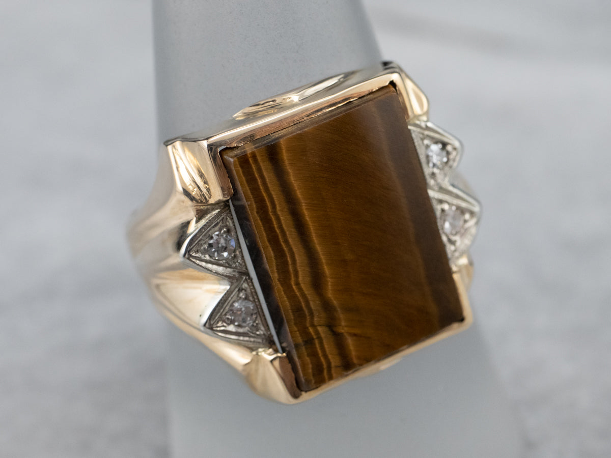 Men's Mid Century Tiger's Eye Ring