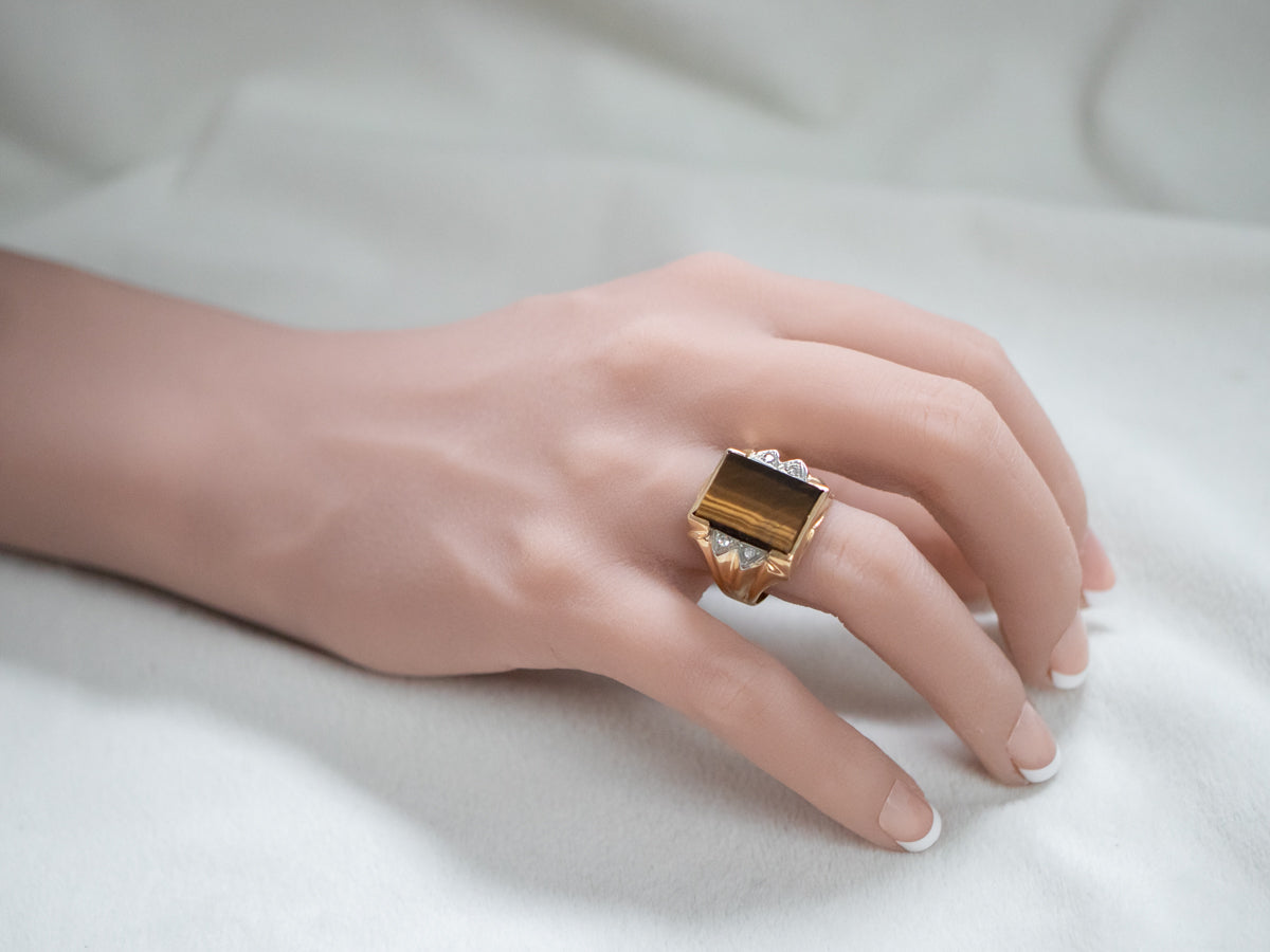 Men's Mid Century Tiger's Eye Ring
