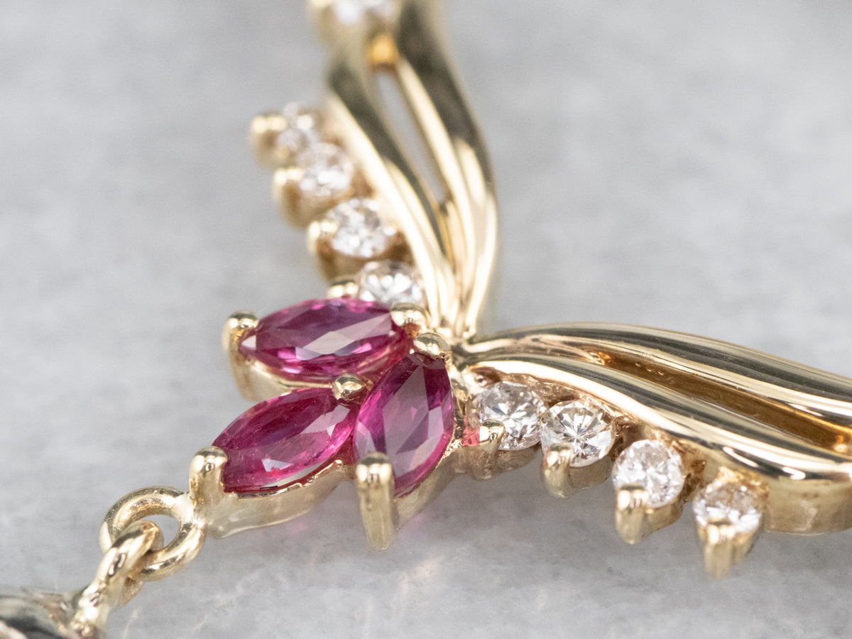 Collar de diamantes y rubíes de época mixta