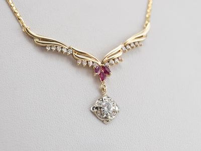 Mixed Era Diamond and Ruby Necklace