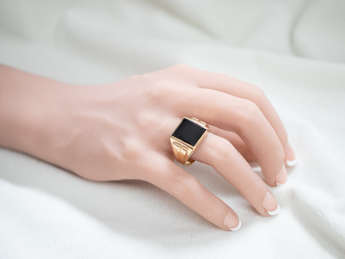 Classic Vintage Black Onyx Statement Ring