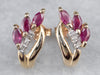 Marquise Ruby and Diamond Stud Earrings