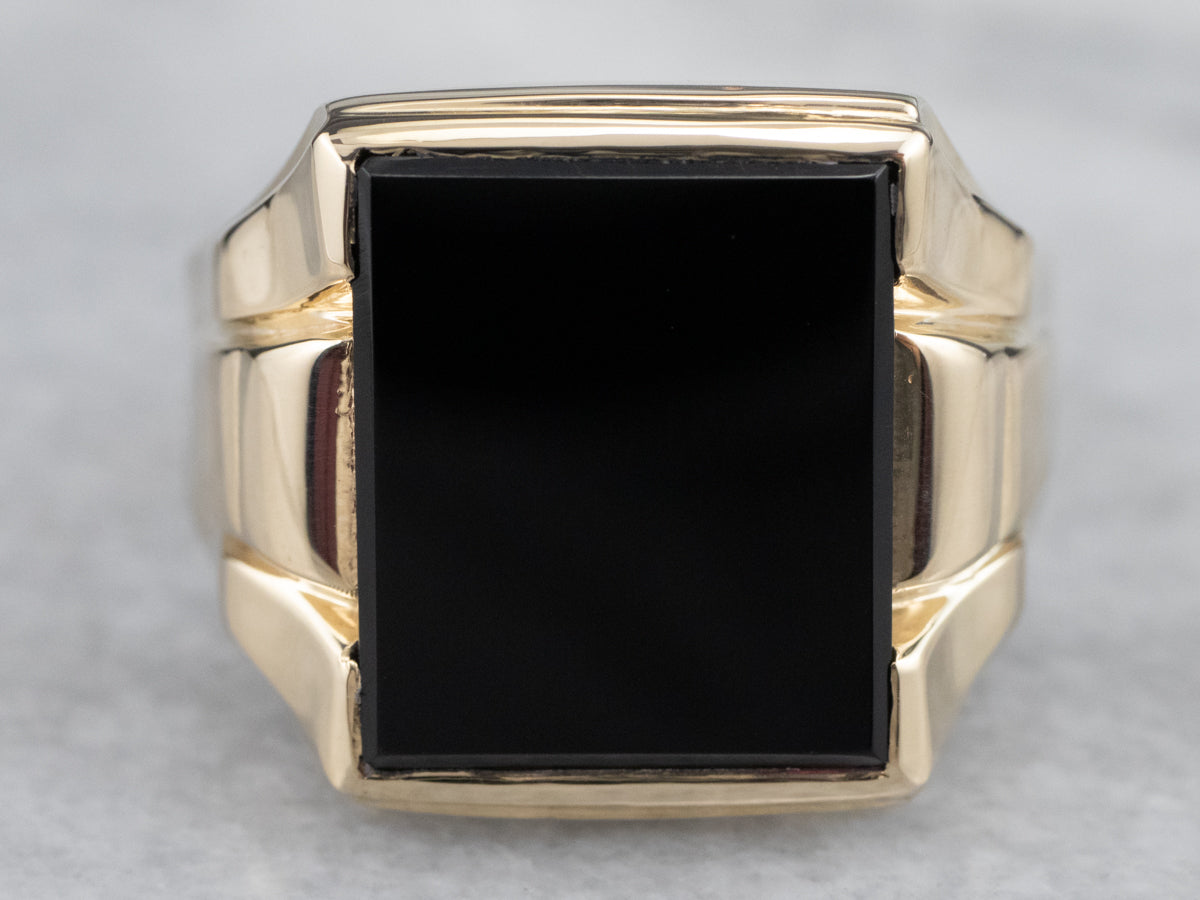 Classic Men's Black Onyx Statement Ring