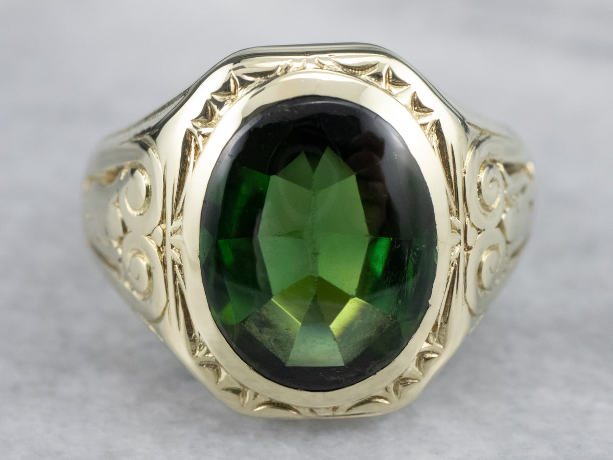 Green Stone With Diamond Antique Design Gold Plated Ring For Men - Style  A830 – Soni Fashion®