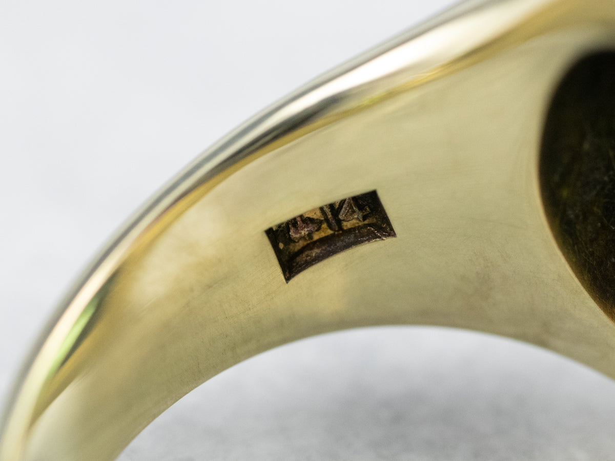 Antique Green Gold Tourmaline Statement Ring