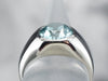 Unisex Bezel Set Blue Zircon Ring