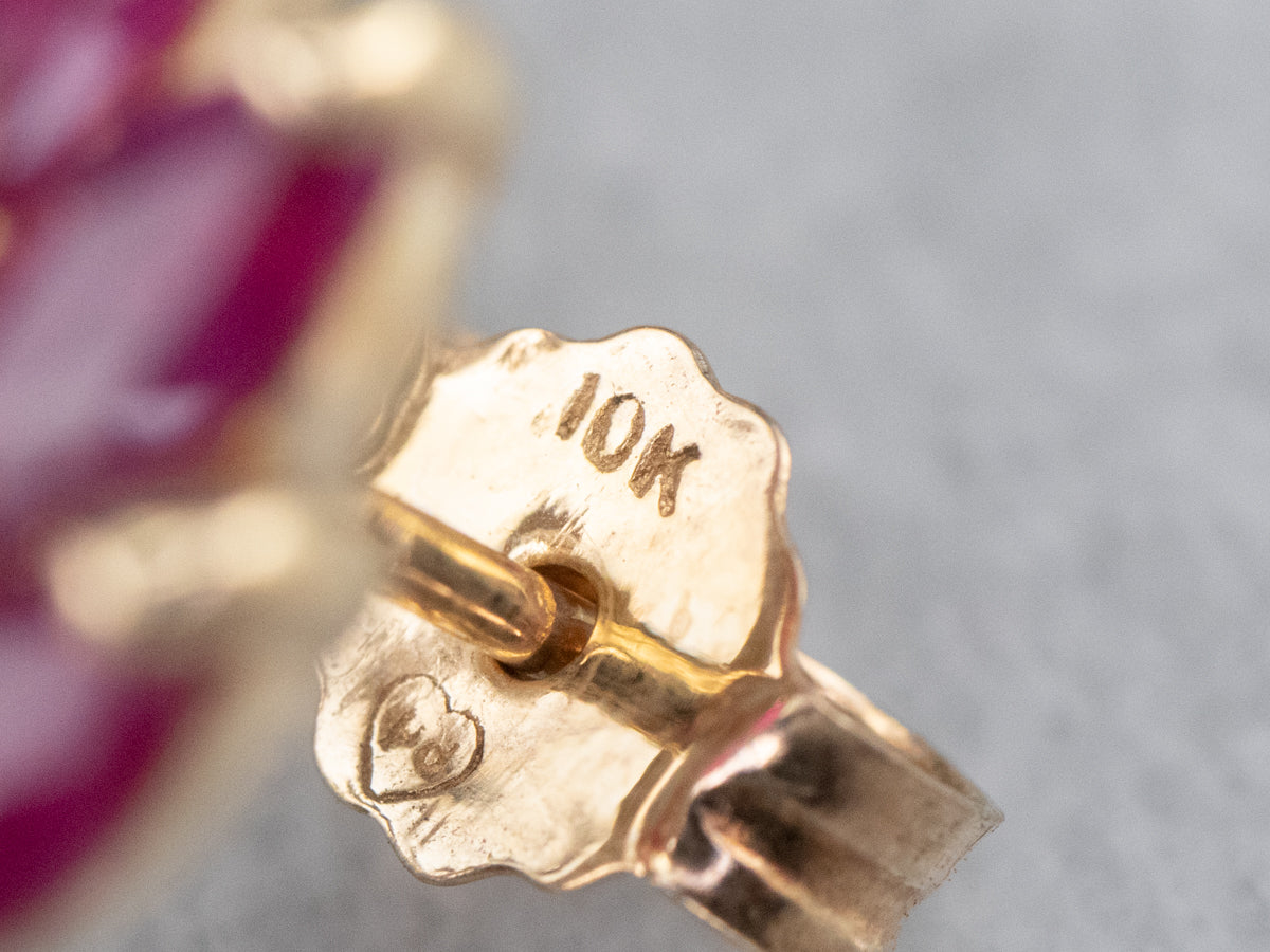 Marquise Ruby and Diamond Stud Earrings