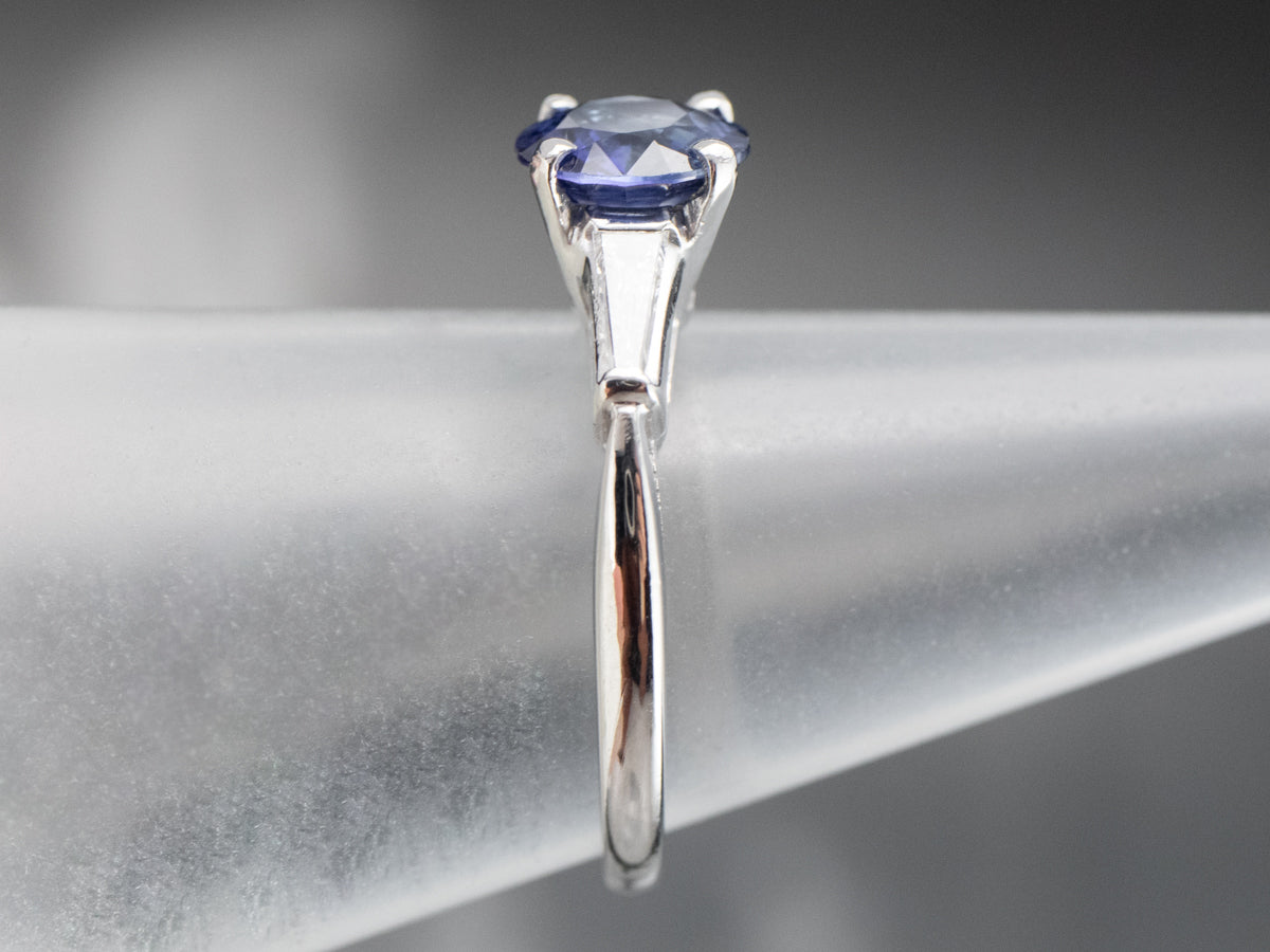 Retro Sapphire Platinum Engagement Ring