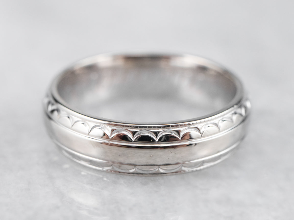 White Gold Unisex Pattern Band