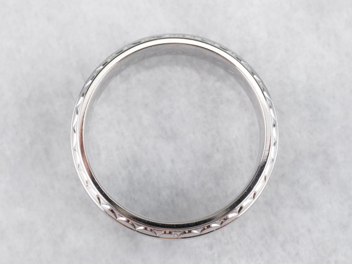 White Gold Unisex Pattern Band