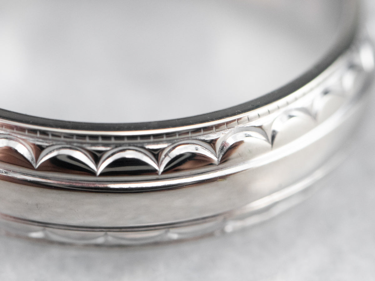 White Gold Unisex Pattern Band