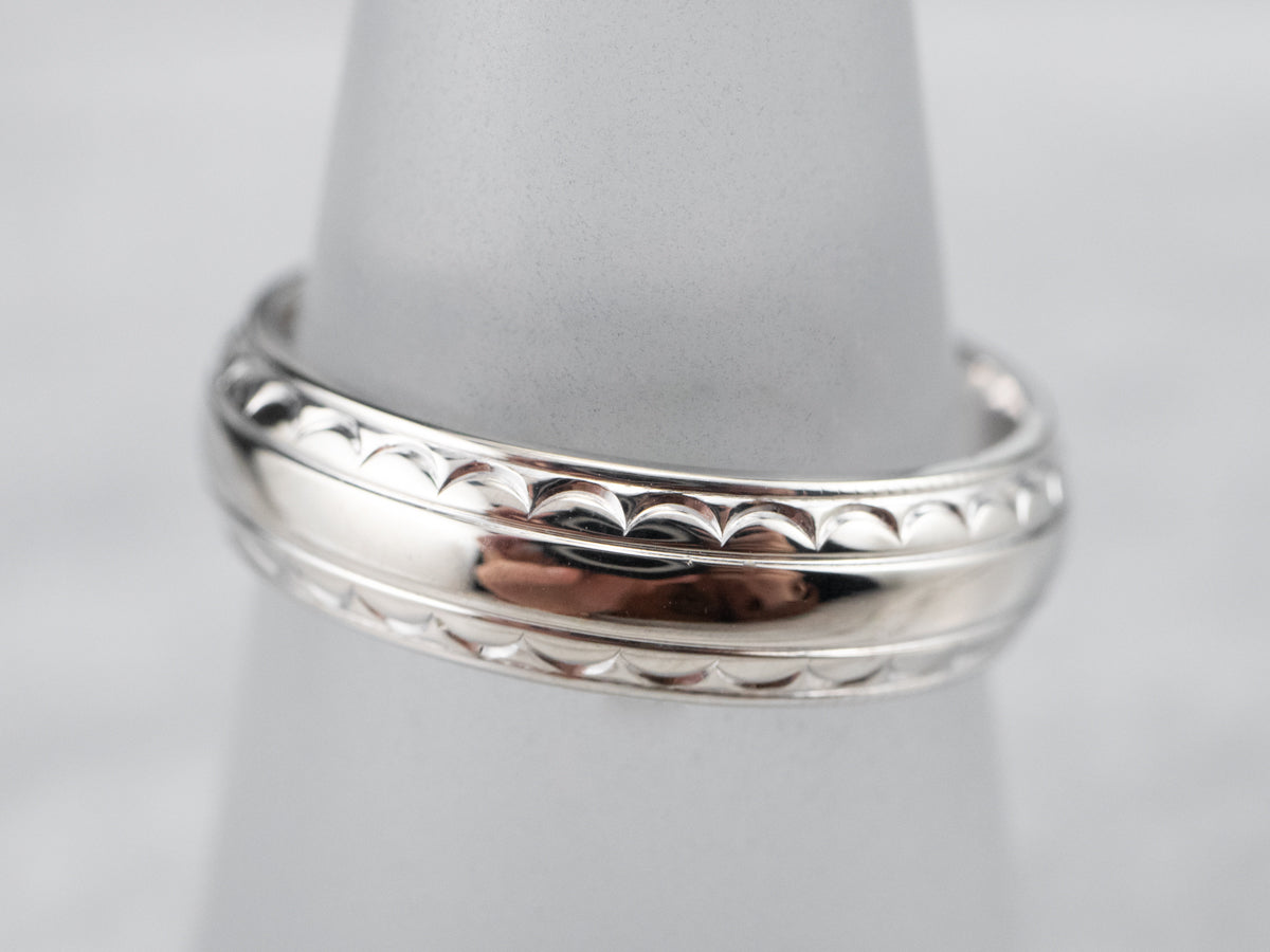 White Gold Unisex Pattern Band