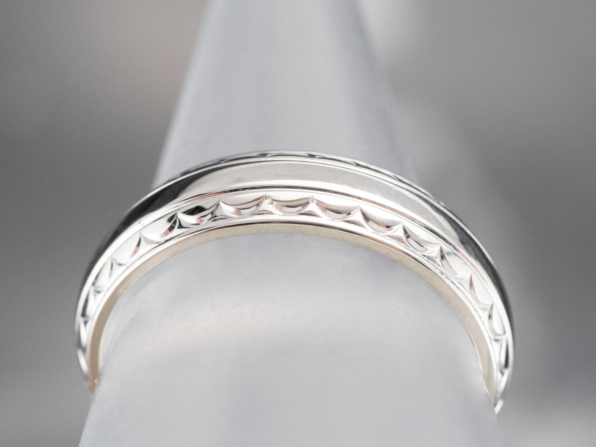 White Gold Unisex Pattern Band