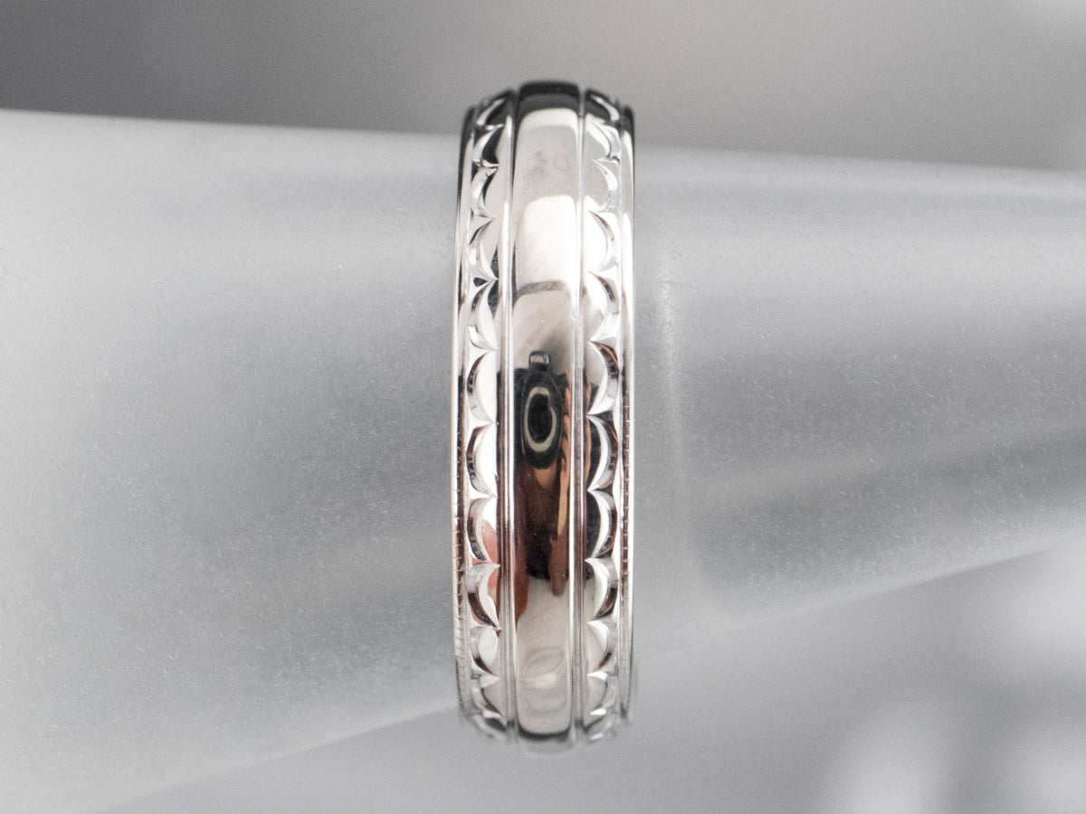 White Gold Unisex Pattern Band