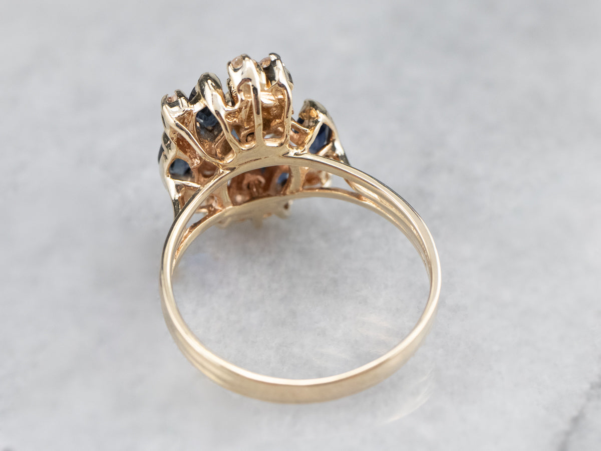 Vintage Sapphire and Diamond Cluster Ring