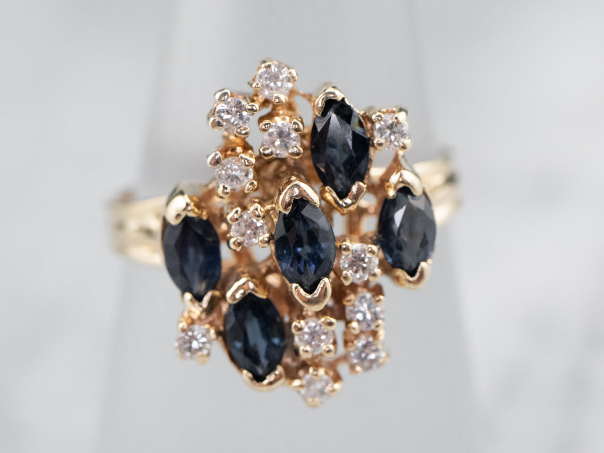 Vintage Sapphire and Diamond Cluster Ring