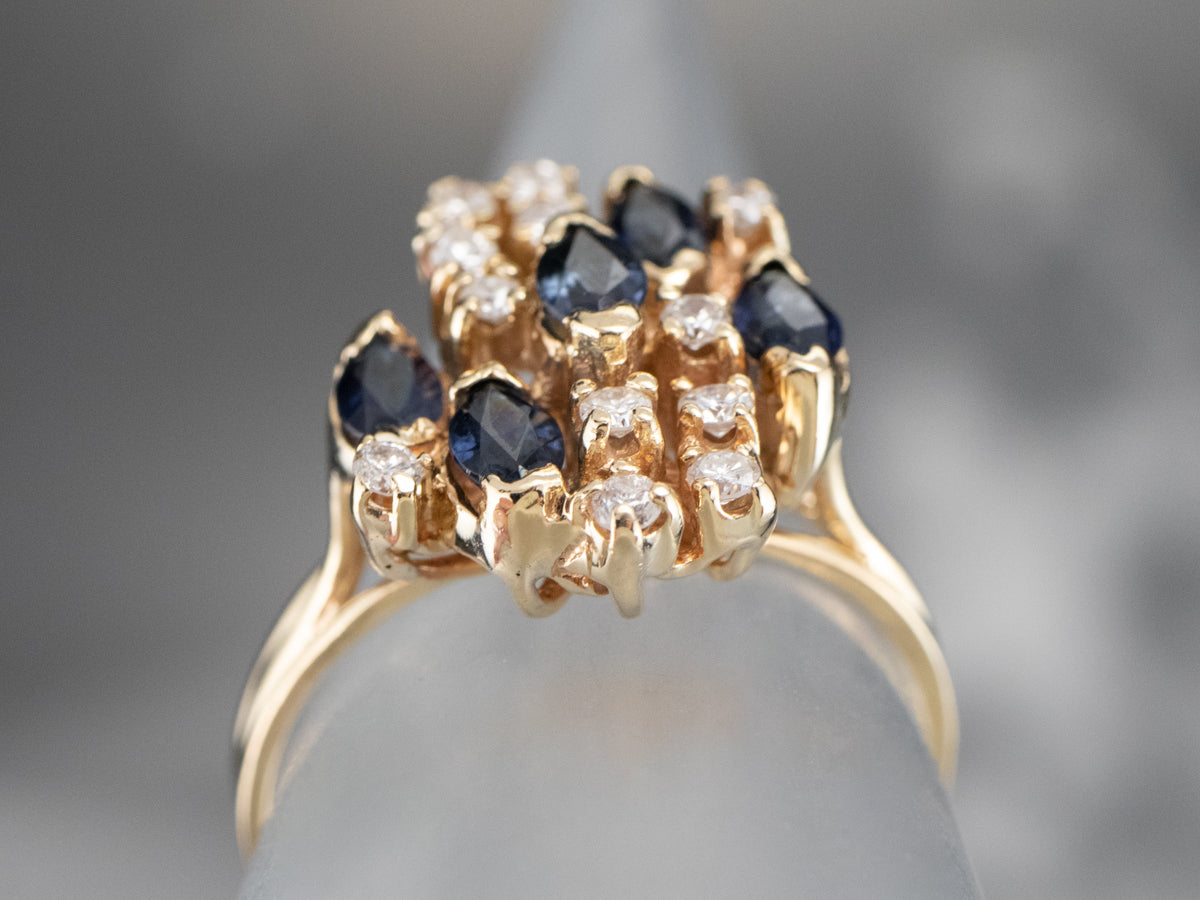 Vintage Sapphire and Diamond Cluster Ring