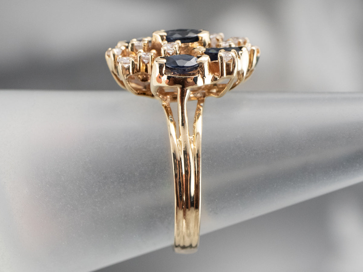 Vintage Sapphire and Diamond Cluster Ring