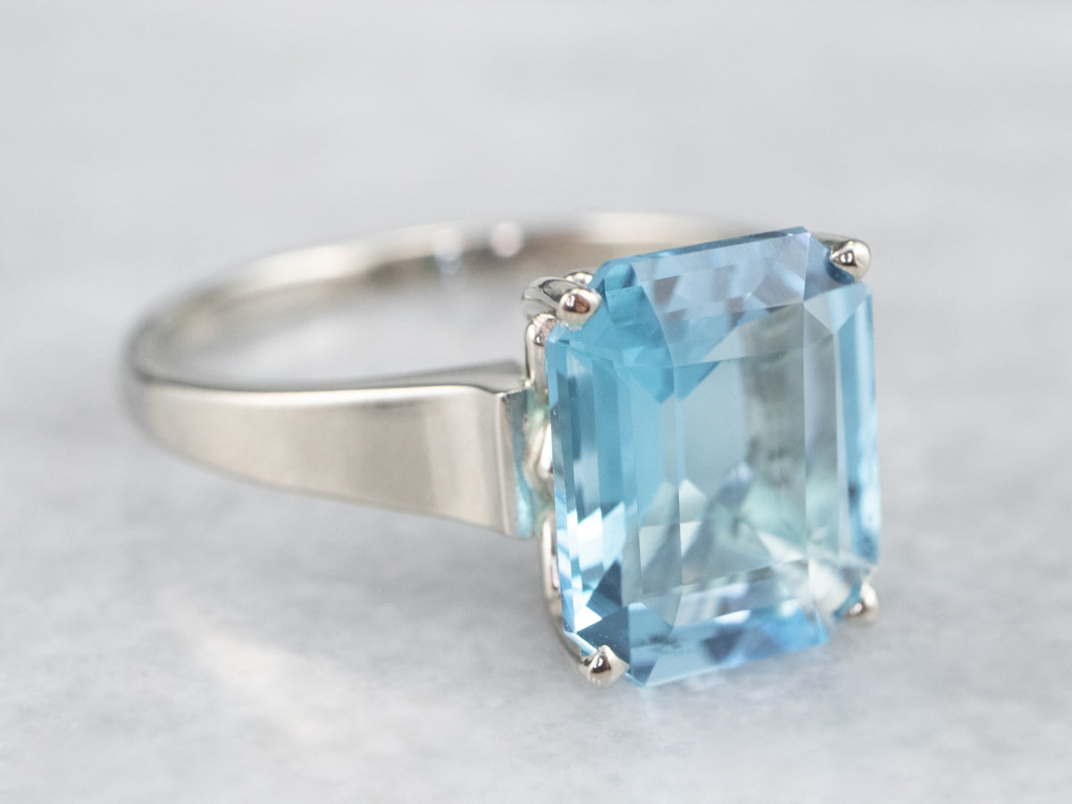 White Gold Blue Topaz Cocktail Ring