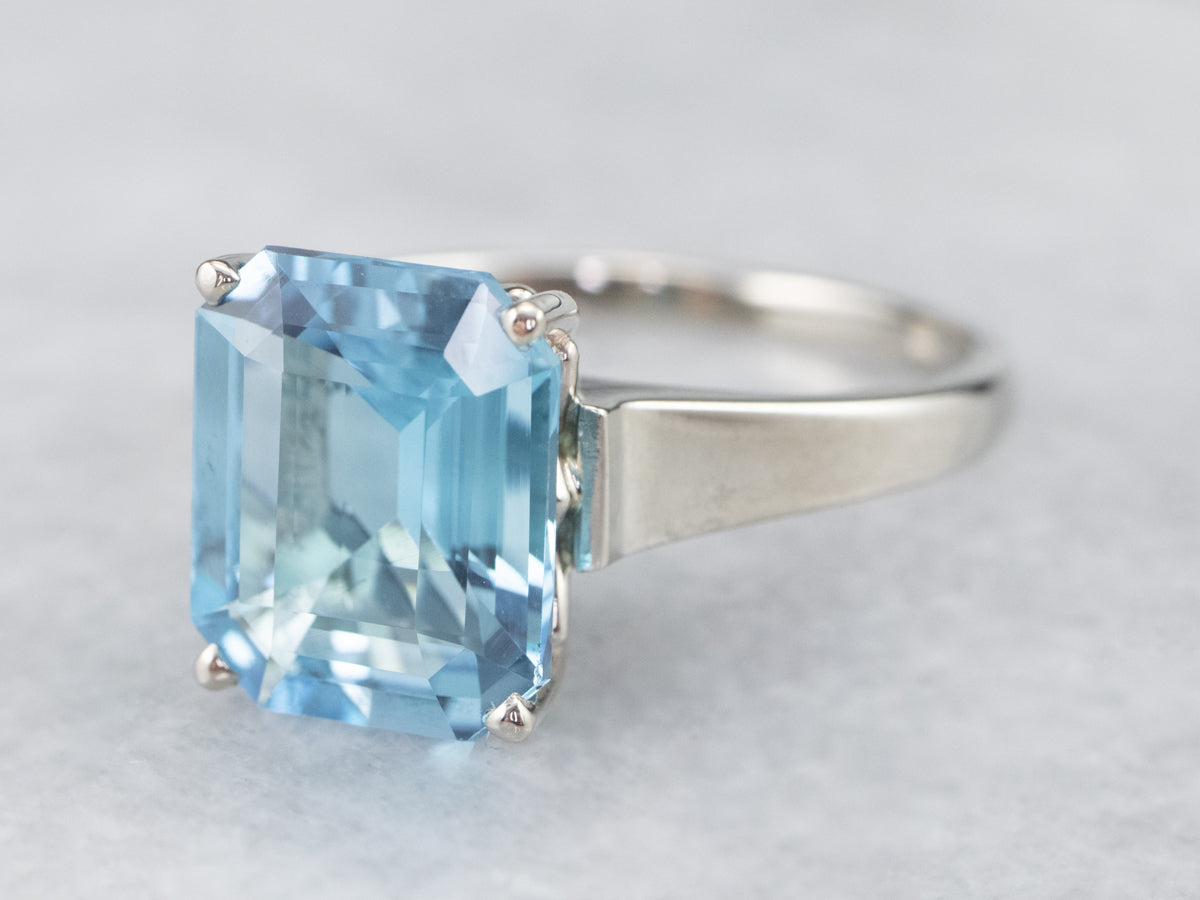 White Gold Blue Topaz Cocktail Ring