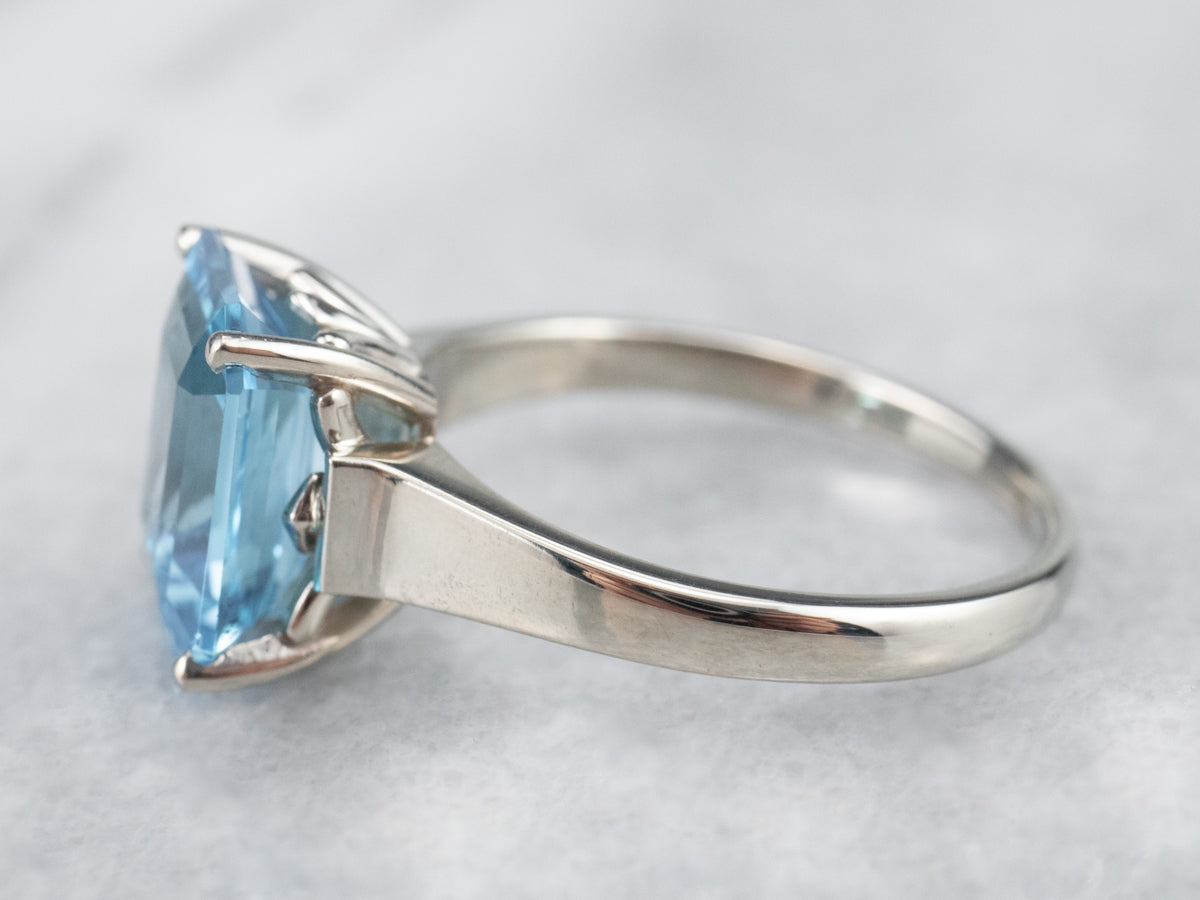 White Gold Blue Topaz Cocktail Ring