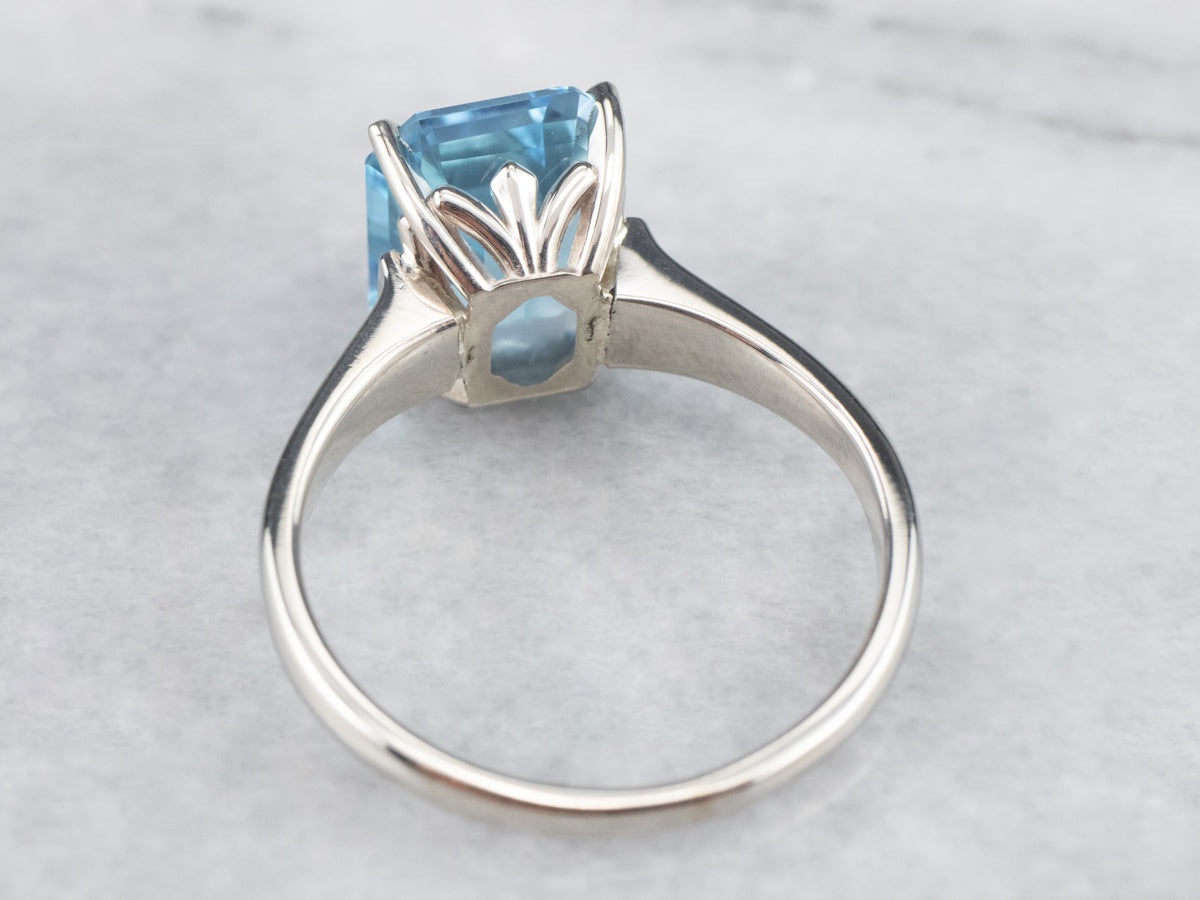 White Gold Blue Topaz Cocktail Ring