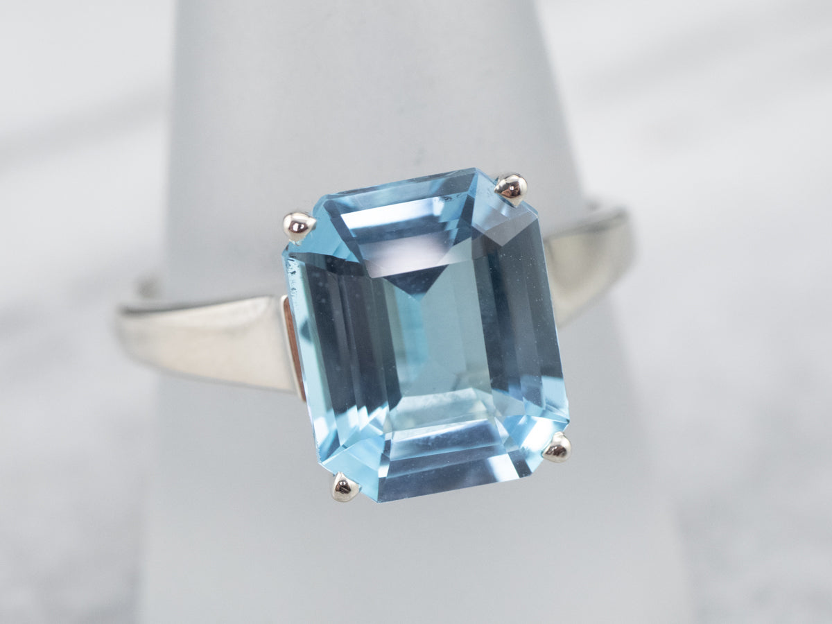White Gold Blue Topaz Cocktail Ring