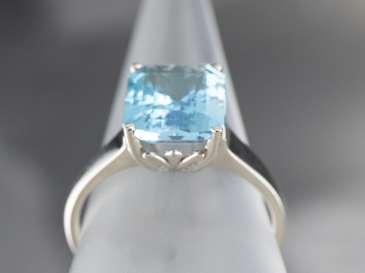 White Gold Blue Topaz Cocktail Ring