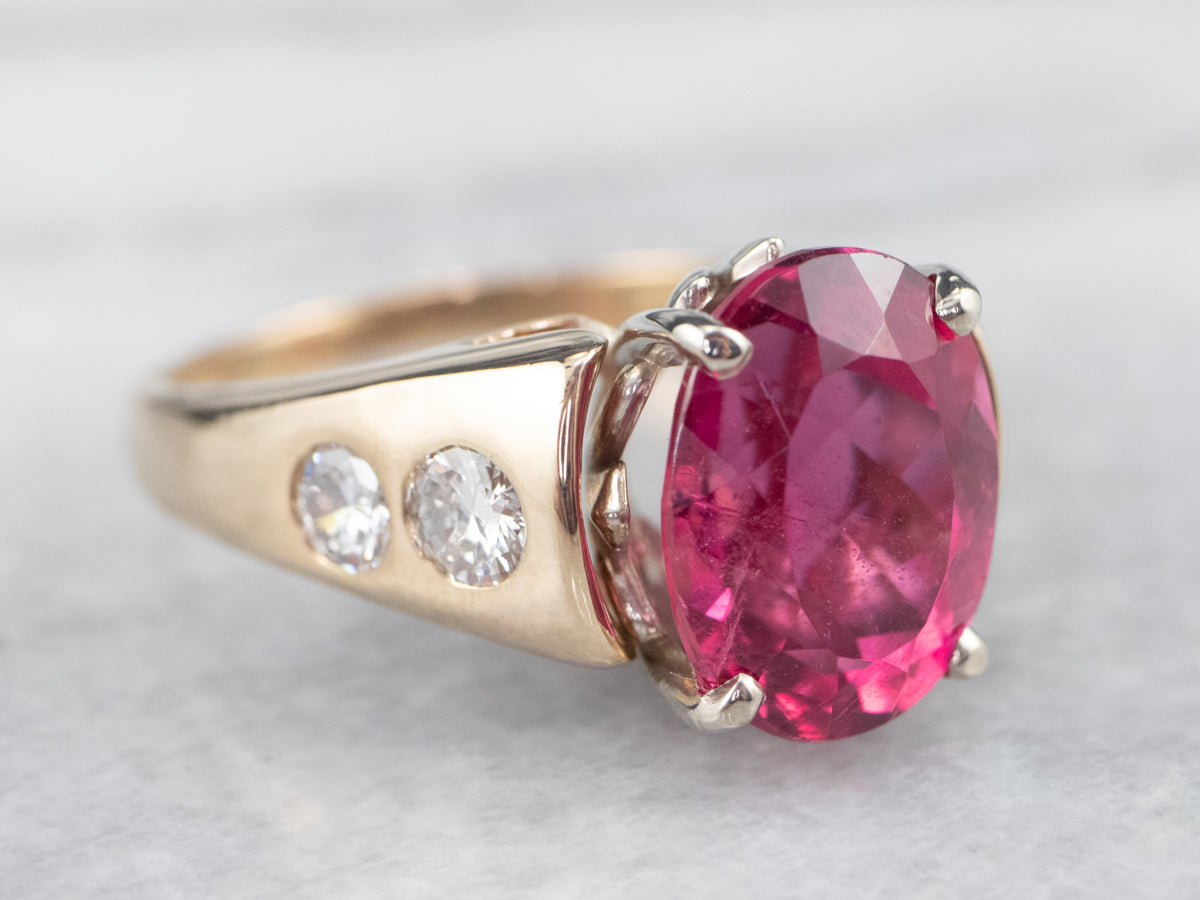 Rubellite Tourmaline and Diamond Cocktail Ring