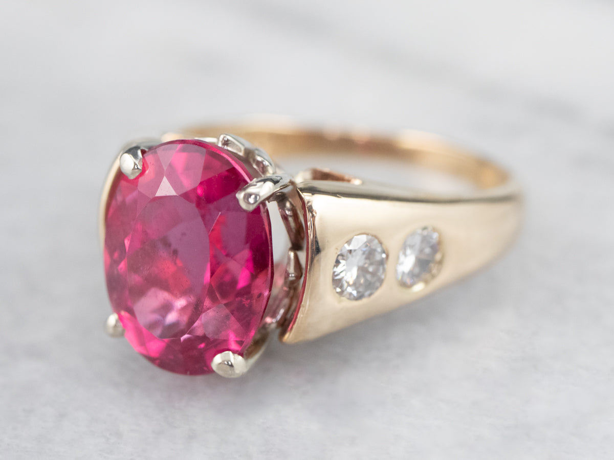 Rubellite Tourmaline and Diamond Cocktail Ring