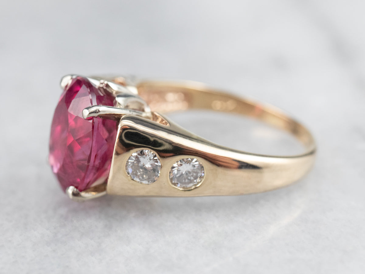 Rubellite Tourmaline and Diamond Cocktail Ring