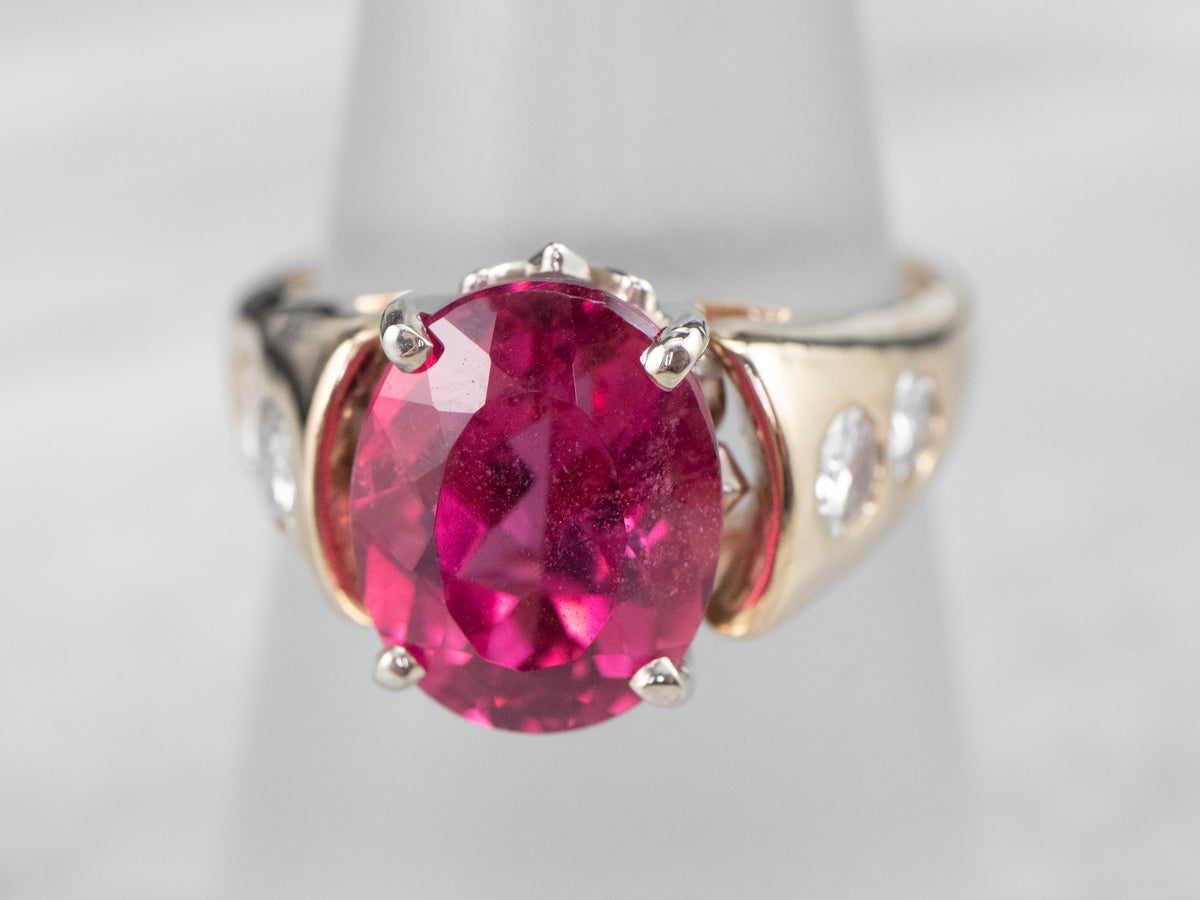 Rubellite Tourmaline and Diamond Cocktail Ring