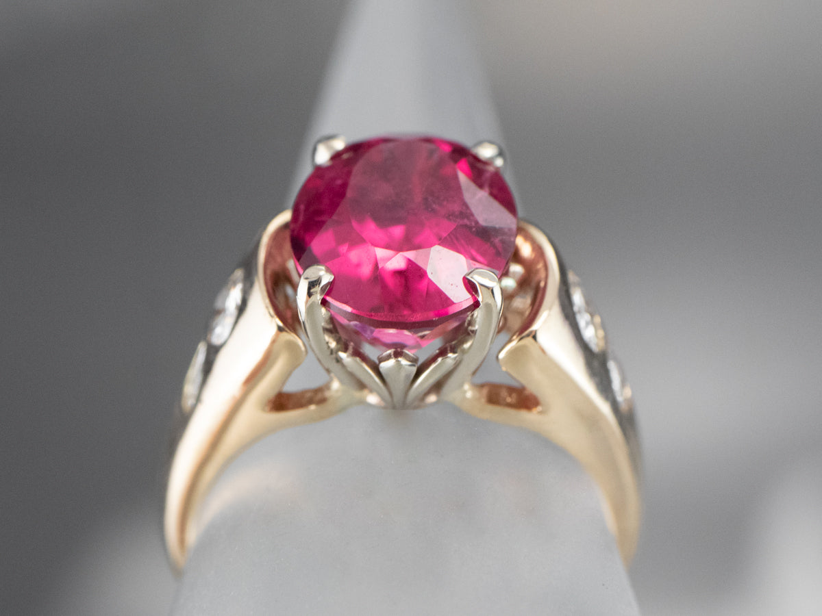 Rubellite Tourmaline and Diamond Cocktail Ring